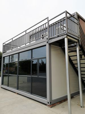 40'HQ Versandwasserdicht Moderne Glasvorhang Häuser Modular vorgefertigte Containerhaus mit gebrochener Brücke Aluminium Tür