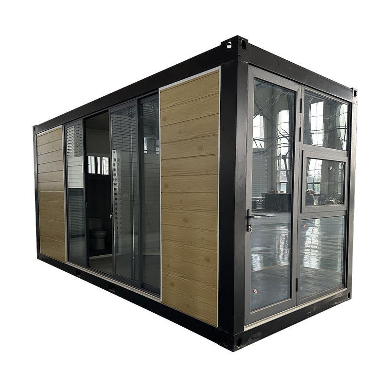 Design Rotproof 20 40 ft Modularer vorgefertigter Stahlrahmen Rock Wool Sandwich Panel Vorgefertigtes Flat Pack Container House
